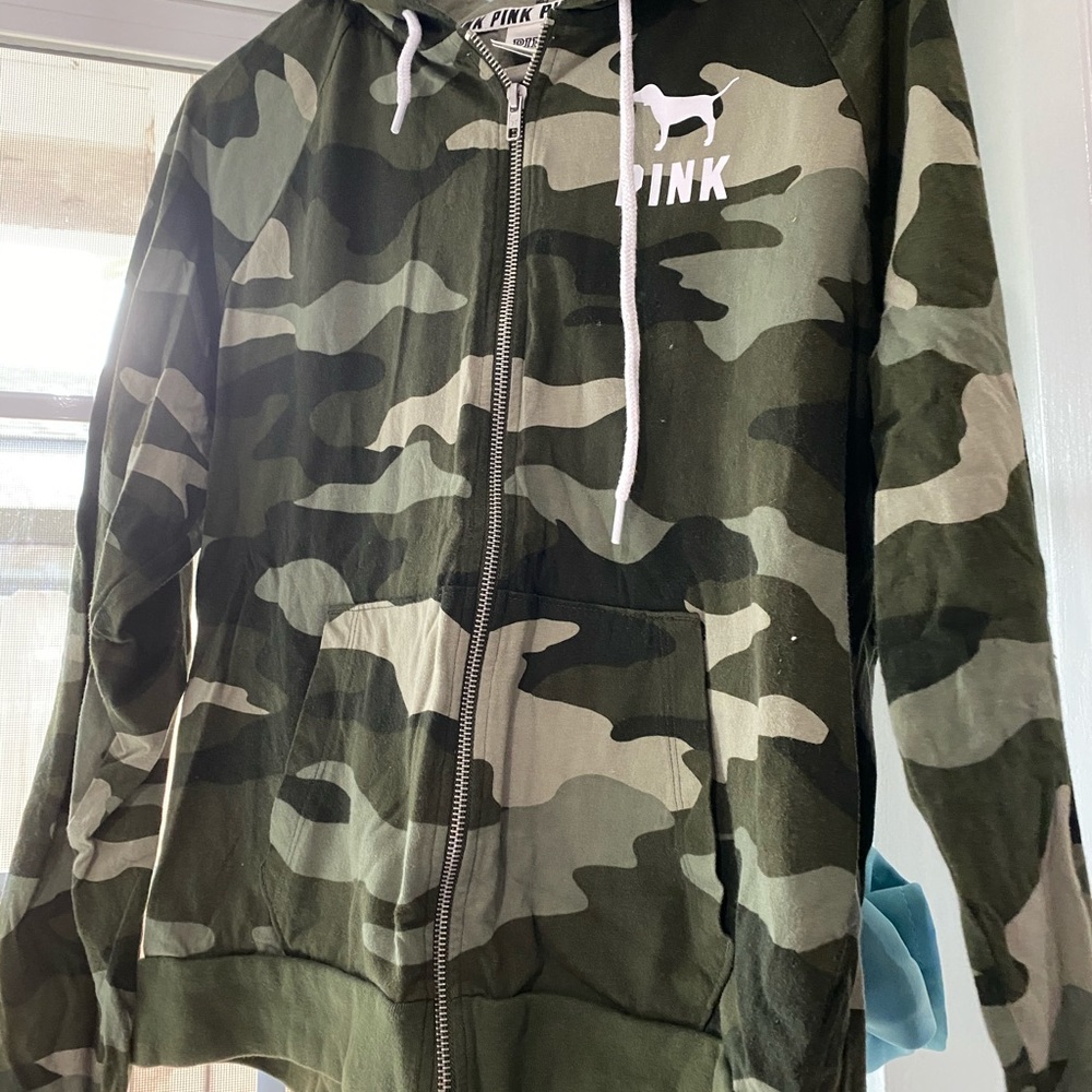 Pink camo zip up